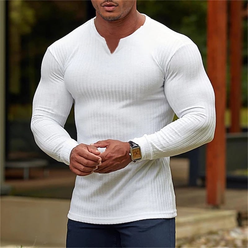 V-NECK LONG-SLEEVED SPORTS T-SHIRT