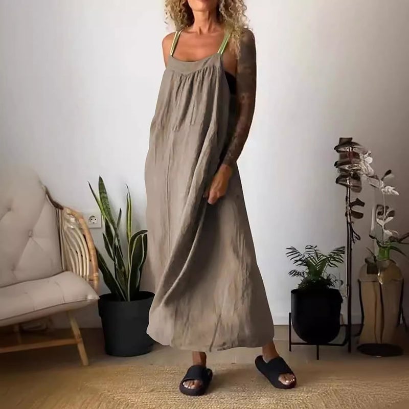 Women's Simple Cotton Linen Sling Dress🔥🔥