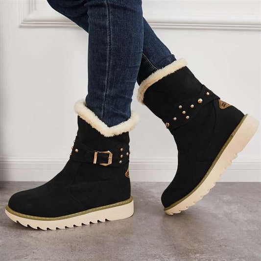 Women Winter Boots Snow Ankle Boots Warm Fur Lined Slip on Booties