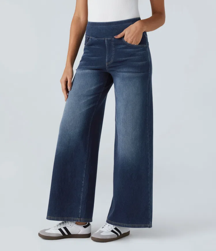 Super Stretch High-Waisted Wide Leg Jeans