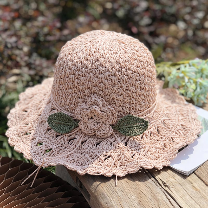 ✨ Elegant Crochet Straw Hat with Ruffle - Foldable Sun Hat