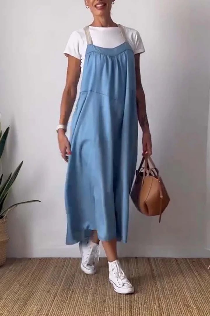 Women's Simple Cotton Linen Sling Dress🔥🔥