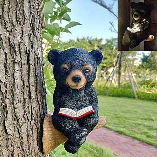 Garden decorations--🐻Solar Bear Reading Garden Statue Light