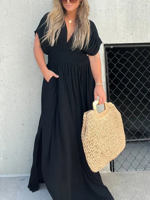 💗SLIT V-NECK EFFORTLESS MAXI LONG DRESS