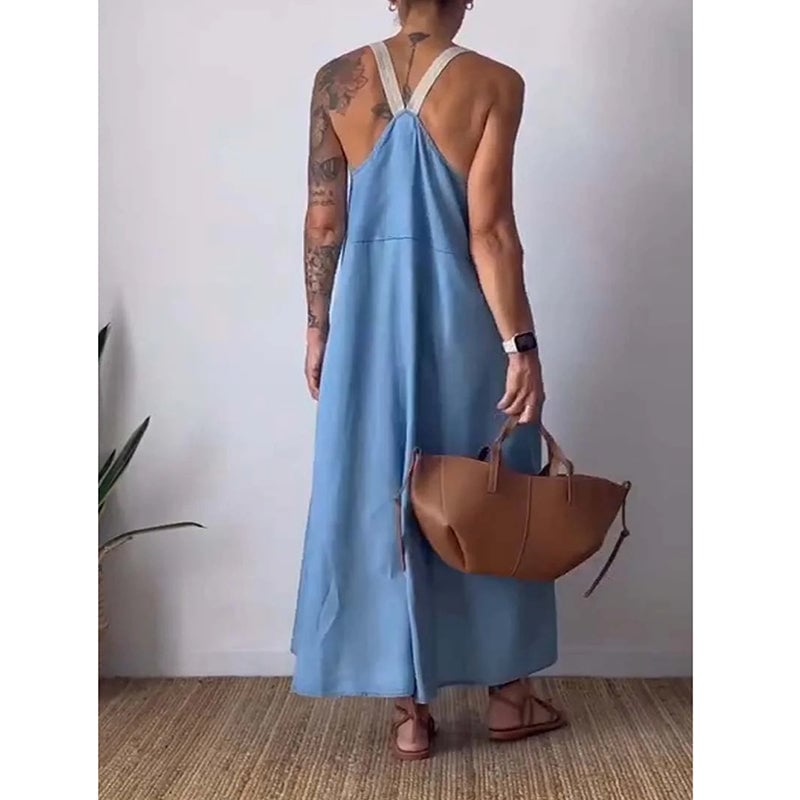 Women's Simple Cotton Linen Sling Dress🔥🔥