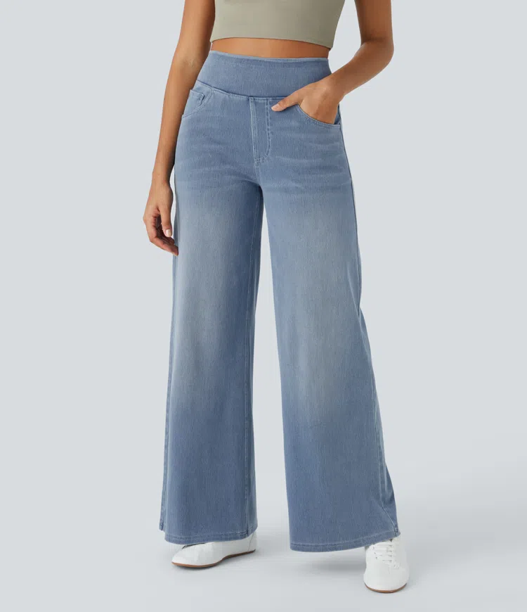 Super Stretch High-Waisted Wide Leg Jeans