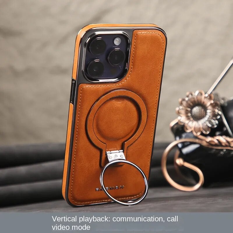 Luxury Leather Invisible Stand iPhone Case