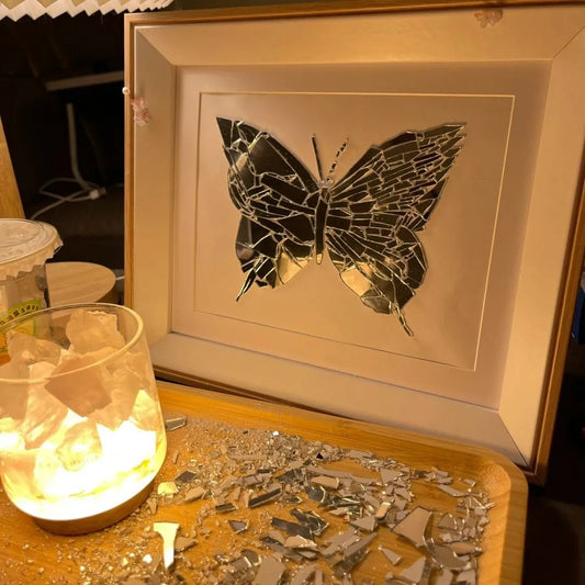 Creative handmade DIY - 🦋Butterfly Broken Mirror Photo Frame