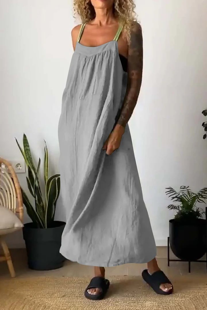 Women's Simple Cotton Linen Sling Dress🔥🔥