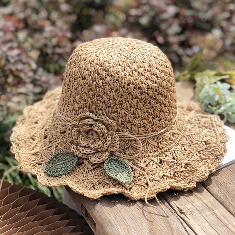 ✨ Elegant Crochet Straw Hat with Ruffle - Foldable Sun Hat