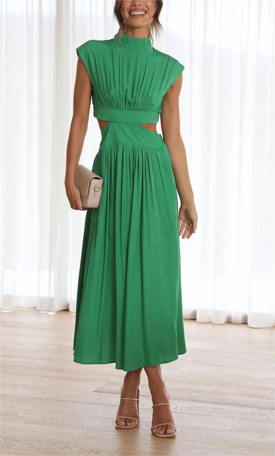 🔥Hot Sale 49%OFF - Cutout Waist Pocketed Vacation Midi Dress