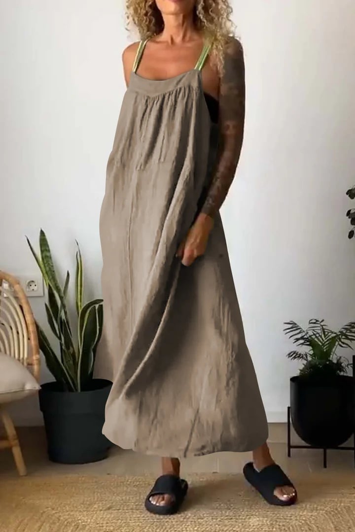 Women's Simple Cotton Linen Sling Dress🔥🔥