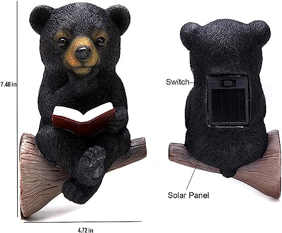 Garden decorations--🐻Solar Bear Reading Garden Statue Light