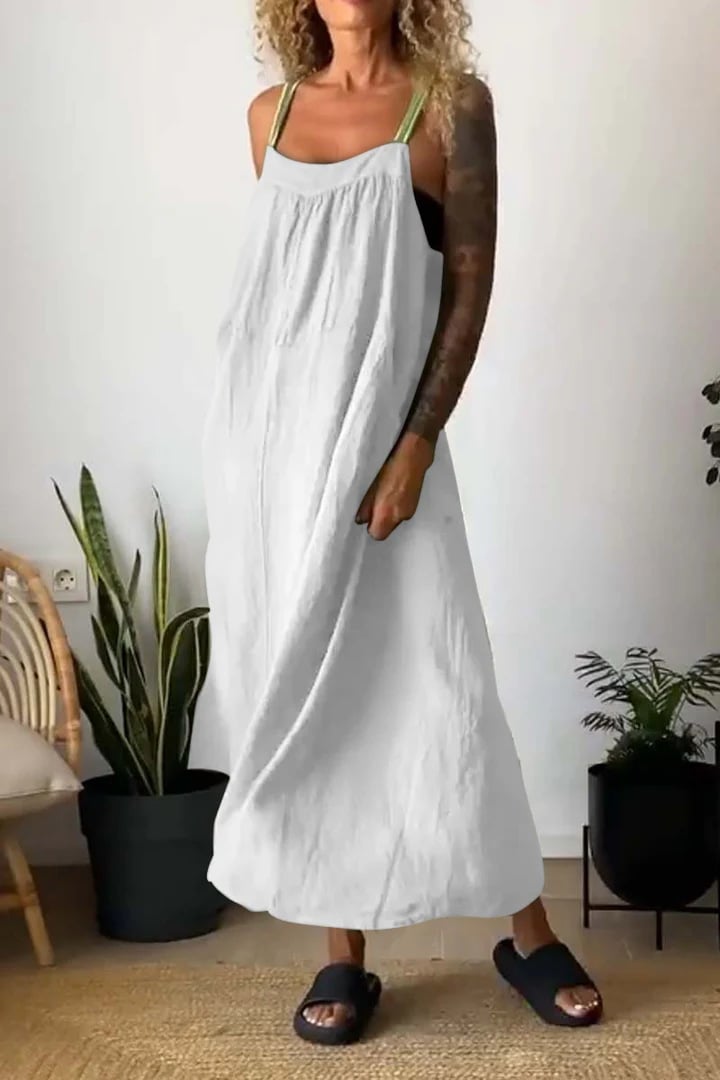 Women's Simple Cotton Linen Sling Dress🔥🔥