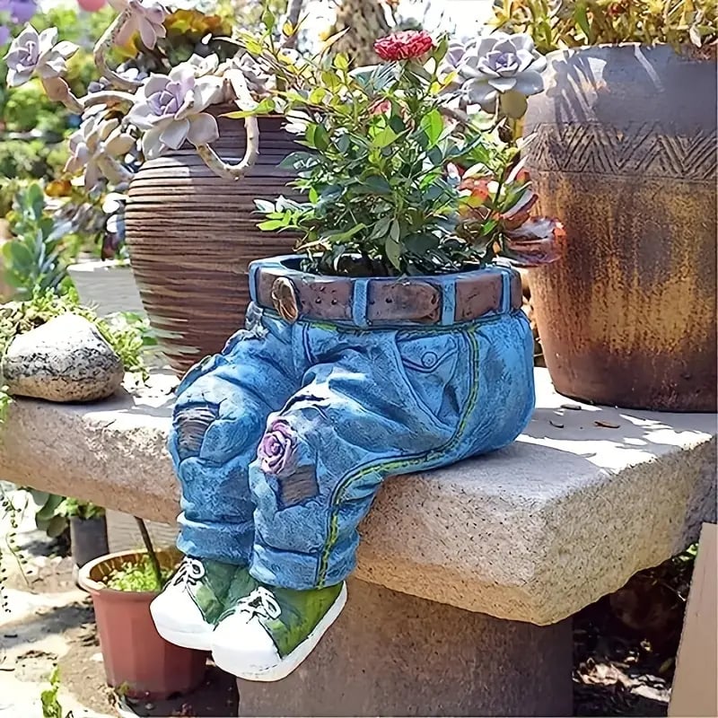 Creative Denim Pants Resin Flower Pot