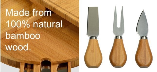 🧀2024 Bamboo Swivel Charcuterie Board🔥With 4 Integrated Ceramic Bowls And 3 Piece Knife Set