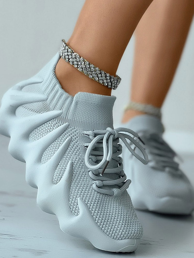 Lace-up Knit Breathable Sneakers