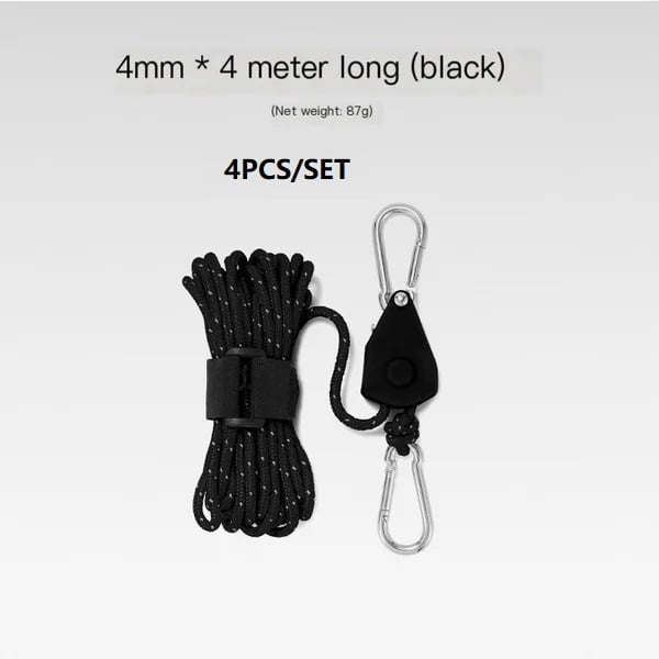 Portable Adjustable Fix Tent High Strength Fast Release Pulley Camping Rope(4 Pcs/Set)