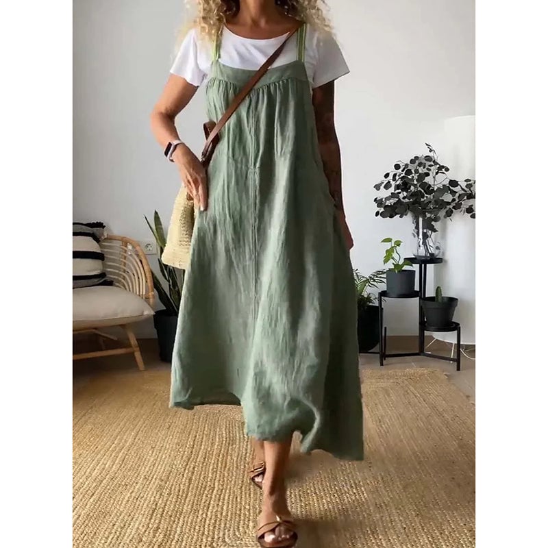 Women's Simple Cotton Linen Sling Dress🔥🔥