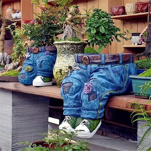 Creative Denim Pants Resin Flower Pot