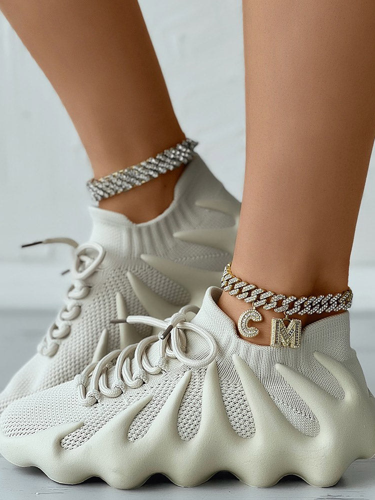 Lace-up Knit Breathable Sneakers