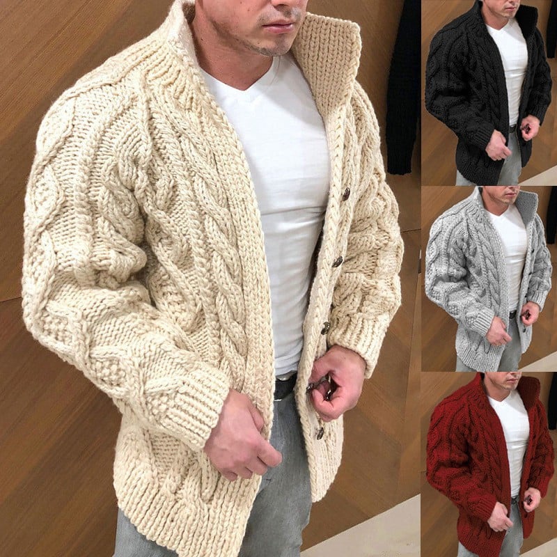 🔥49% OFF🔥Men's Stand Collar Casual Knit Cardigan