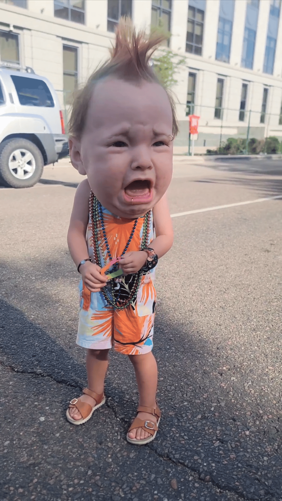 🎃2024 Halloween Hot Sale🔥Creepy and hilarious Latex Head Masks (Crying punk baby)