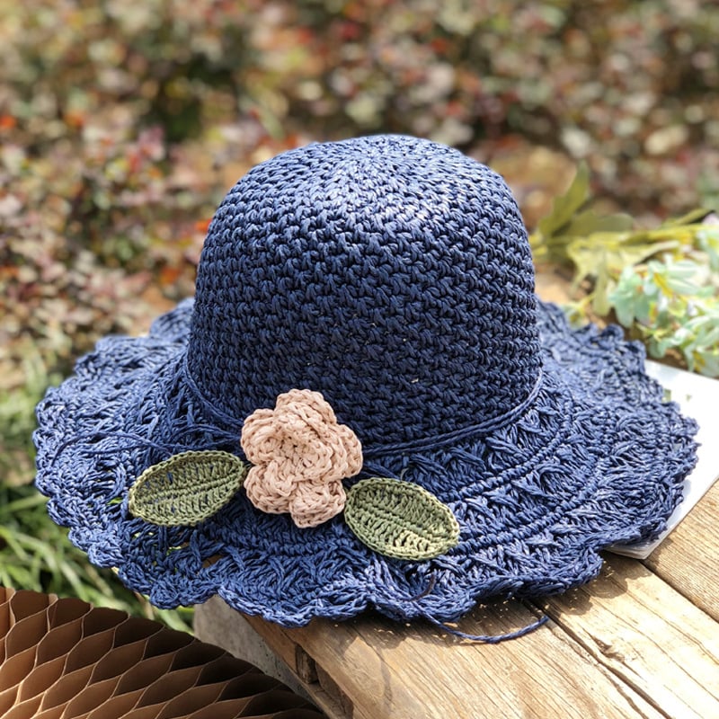 ✨ Elegant Crochet Straw Hat with Ruffle - Foldable Sun Hat