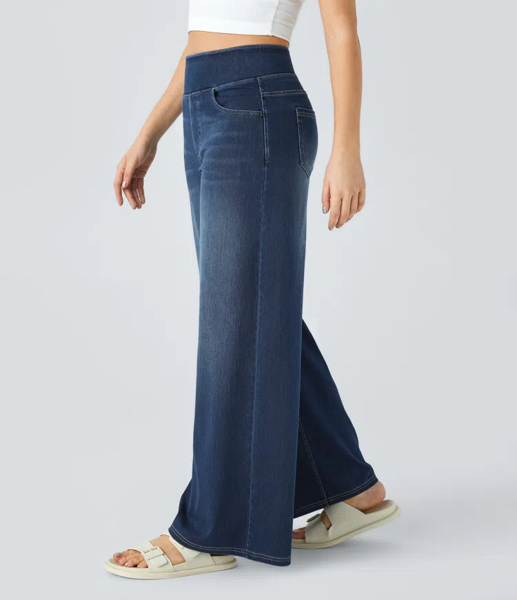 Super Stretch High-Waisted Wide Leg Jeans