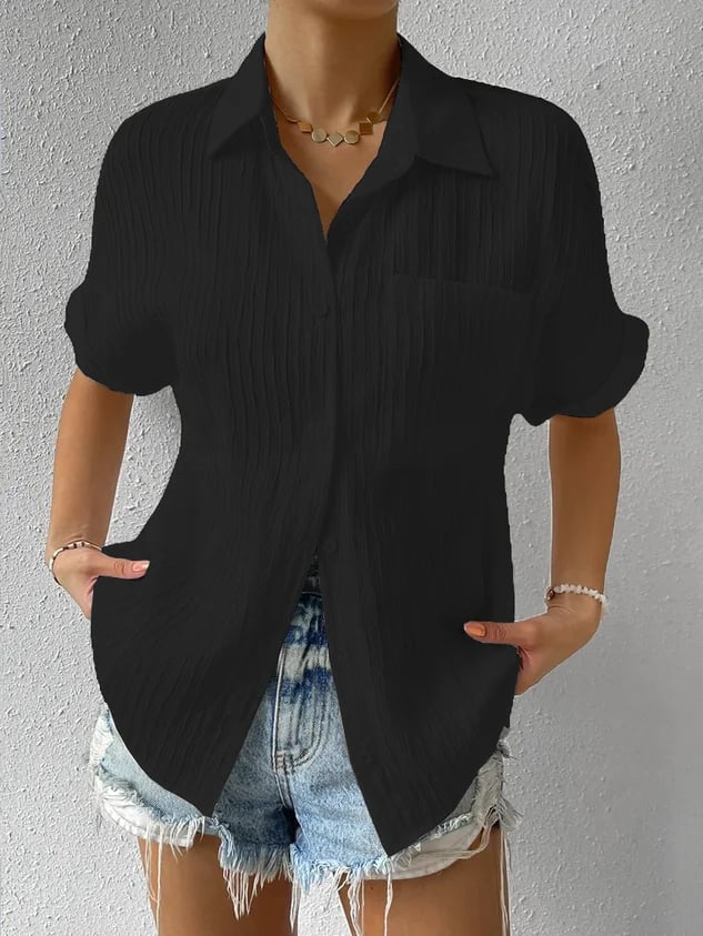 🔥Shirt Collar Casual Buttoned Loose Blouse