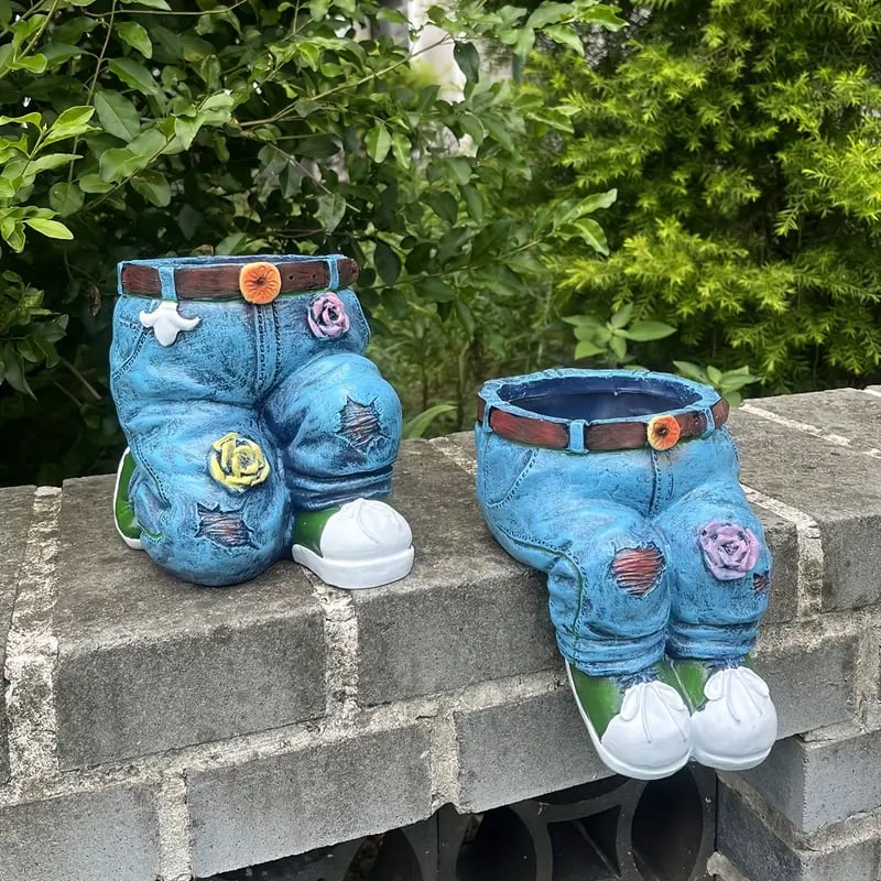 Creative Denim Pants Resin Flower Pot