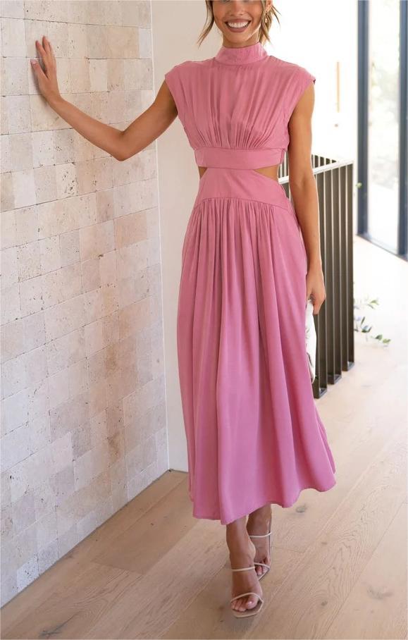 🔥Hot Sale 49%OFF - Cutout Waist Pocketed Vacation Midi Dress