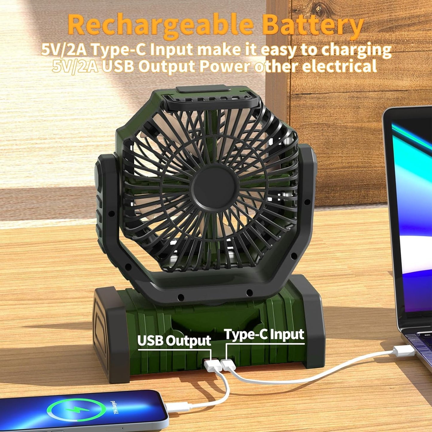 Portable Camping Fan Rechargeable (free delivery)