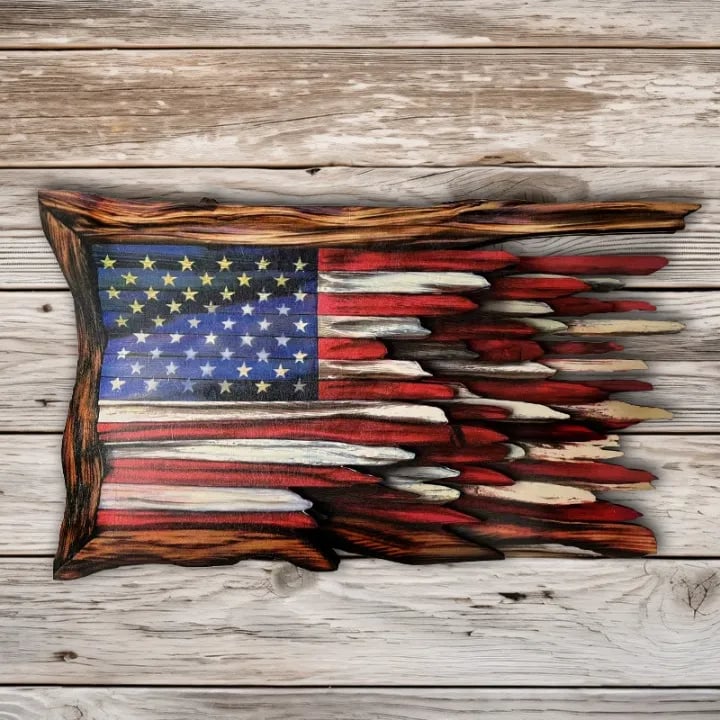 🔥Flash Sale - 53% OFF🔥 -Wooden American Flag🔥BUY 2 FREE SHIPPING🔥