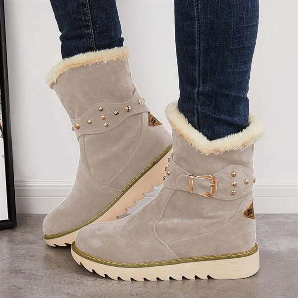 Women Winter Boots Snow Ankle Boots Warm Fur Lined Slip on Booties