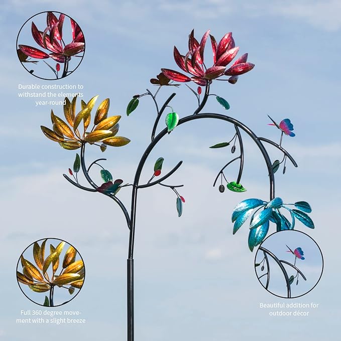 🔥Last Day 70% OFF -Beautiful Summer Multi Colored Flowers Wind Spinner