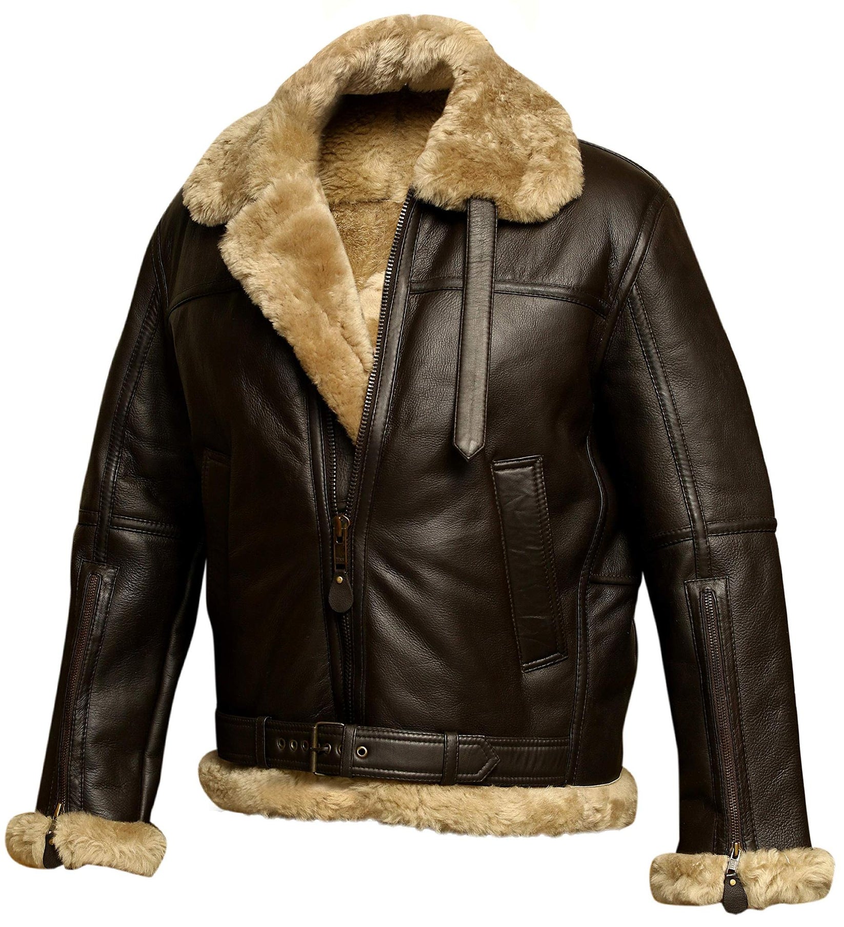 Aviator Bomber Jacket B3 Real Shearling Sheepskin Leather – Chesoso