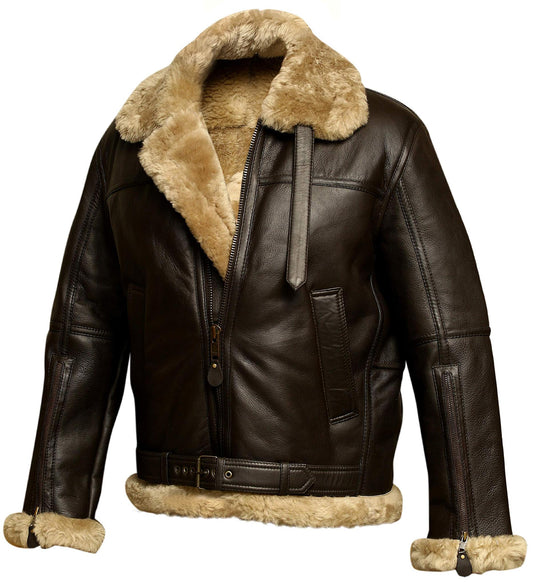 Aviator Bomber Jacket B3 Real Shearling Sheepskin Leather