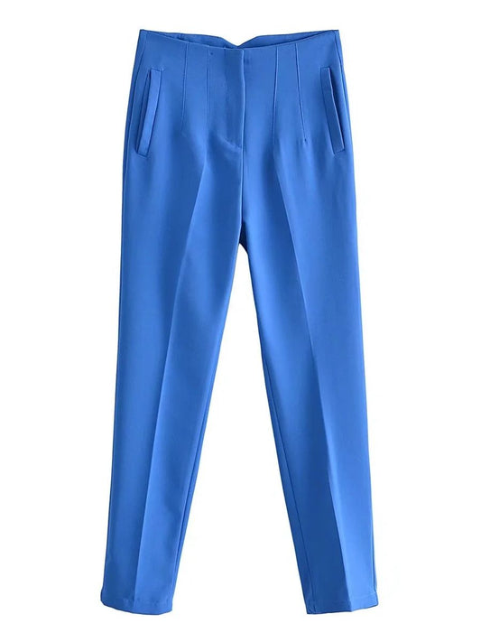 Straight Pants High Waist Zipper Fly Trousers