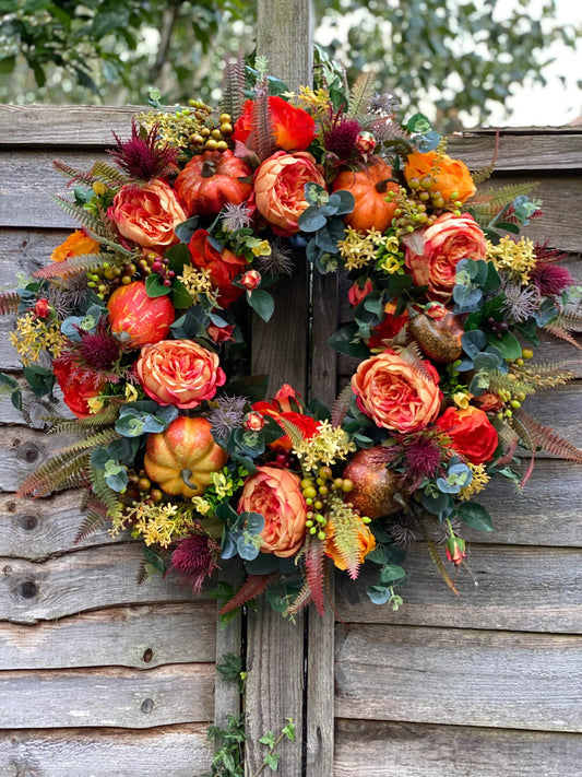 🔥49% OFF🔥Fall Peony and Pumpkin Wreath - Year Round Wreath