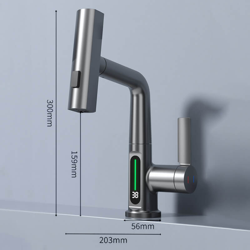 Lntelligent digital display pull-out faucet