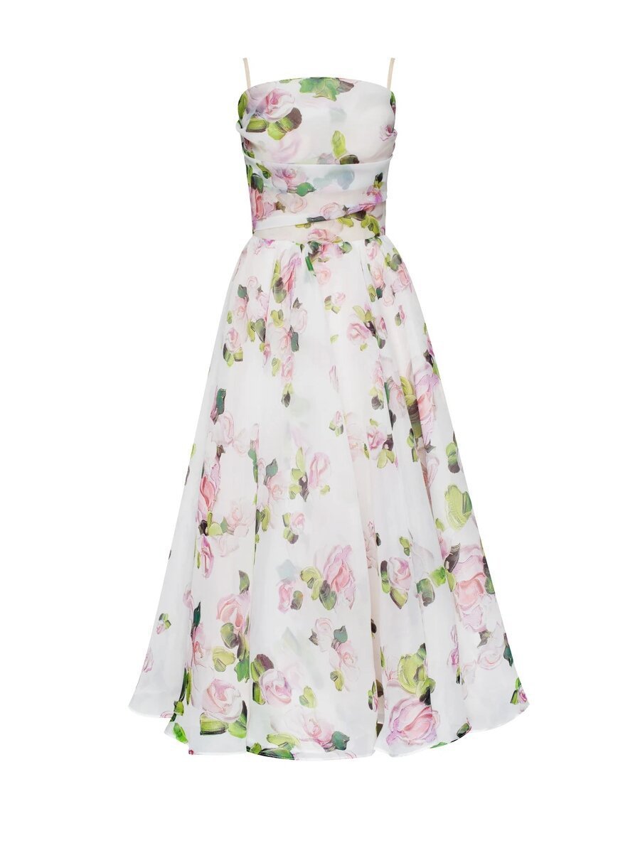 Elegant Print Suspender Dress – Chesoso