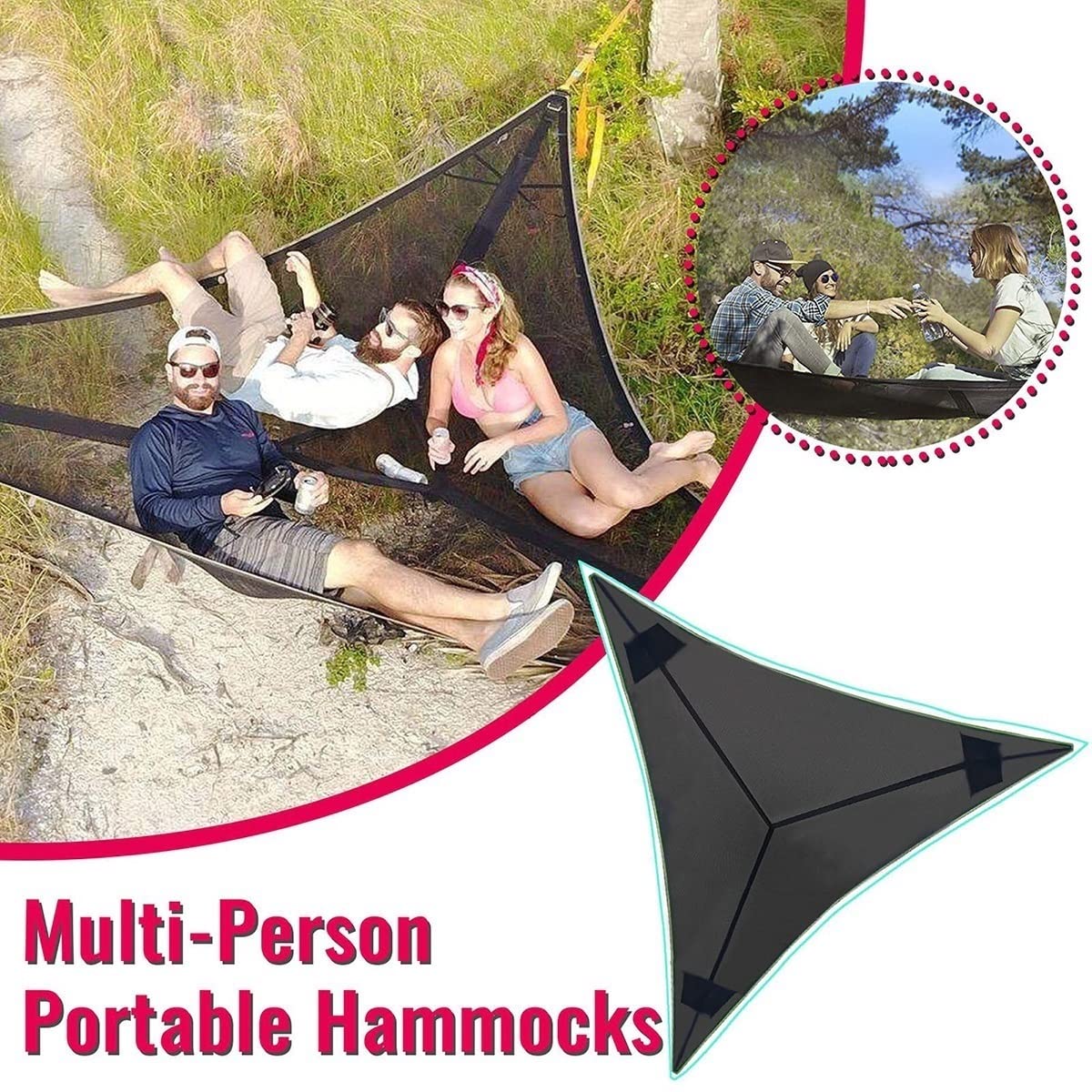 Portable Multiplayer Triangle Hammock