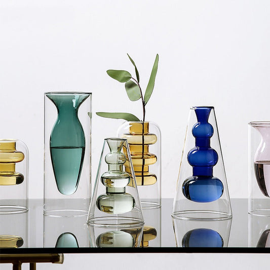 transparent glass vase